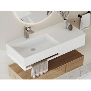 Shower & Design Plan vasque suspendu en solid surface avec porte serviettes - Blanc - L90 x l40 x H17 cm - GANDAKI - Publicité