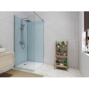 Shower & Design Lot de 2 panneaux muraux de douche bleu en aluminium avec profilés - 2x L. 90 x H. 210 cm ITZIAR