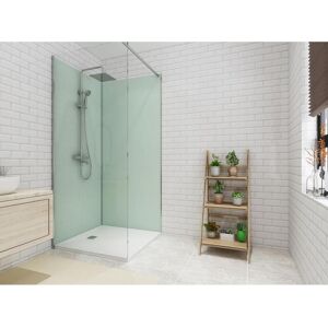 Shower & Design Lot de 2 panneaux muraux de douche vert clair en aluminium avec profilés - 2x L. 90 x H. 210 cm ITZIAR