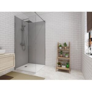 Shower & Design Lot de 2 panneaux muraux de douche gris en aluminium avec profilés - 2x L. 90 x H. 210 cm ITZIAR