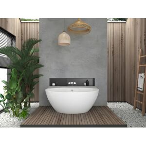 Shower & Design Baignoire semi-îlot ovale - 197 L - 151 x 94 x 60 cm - Blanche - Acrylique - PAGRUS