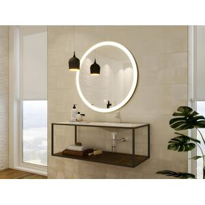 Vente-unique.com Miroir de salle de bain lumineux rond noir avec Leds - D. 80 cm - NUMEA