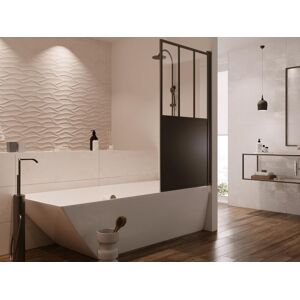 Shower & Design Pare baignoire pivotant noir mat style atelier - 80 x 140 cm - URBANIK
