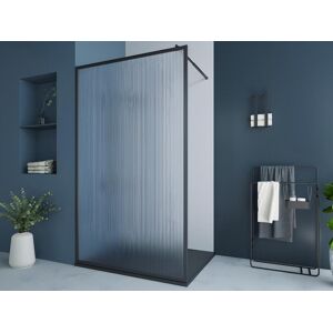 Shower & Design Paroi de douche à l'italienne avec verre texturé - 120x200 cm, noir mat - VIRANA