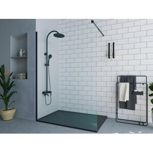 Vente-unique.com Paroi de douche a l'italienne noir mat au style industriel - 140x200 cm - DAREN