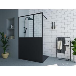 Shower & Design Paroi de douche à l'italienne noir mat style atelier - 120 x 200 cm - URBANIK