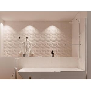 Vente-unique.com Pare baignoire avec porte-serviette en metal chrome au style industriel - 70 x 140 cm - TOBIN