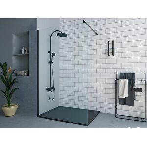 Vente-unique.com Paroi de douche a l'italienne noir mat au style industriel - 120x200 cm - DAREN