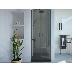Shower & Design Porte de douche battante - 80 x 195 cm - Noir mat - Verre trempe - SARASOTA