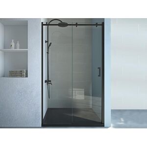 Shower & Design Porte de douche coulissante avec roues noir mat style industriel - 120 x 195 cm - ANAKAO