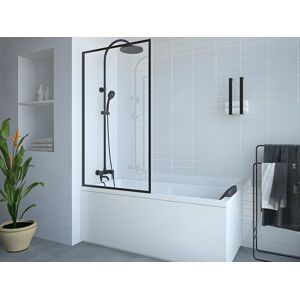 Shower & Design Pare baignoire noir mat style industriel - 70 x 140 cm - Verre trempe - BRADENTON