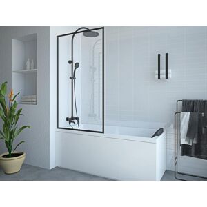 Shower & Design Pare baignoire noir mat style industriel - 80 x 140 cm - Verre trempé - BRADENTON