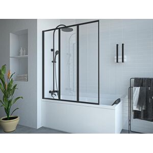 Shower & Design Pare baignoire pliant en metal style atelier - Noir mat - 120 x 140 cm - DISTRICT