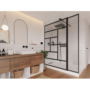 Vente-unique.com Paroi de douche a l'italienne style industriel avec retour pivotant - 120 x 200 cm - SEFANA