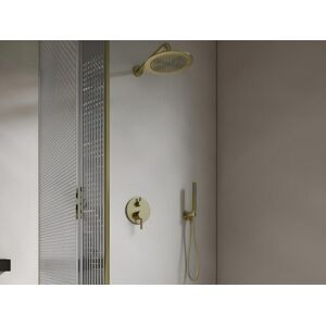 Shower Design Ensemble de douche encastrable avec mitigeur mecanique Dore finition brossee TAMISE