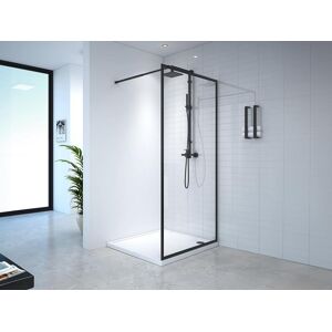 Shower & Design Paroi de douche à l'italienne - 100 x 200 cm - Noir mat - Verre trempé - AMBERI