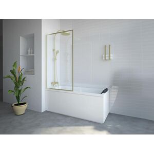 Shower & Design Pare baignoire doré style industriel - 80 x 140 cm - Verre trempé - BRADENTON