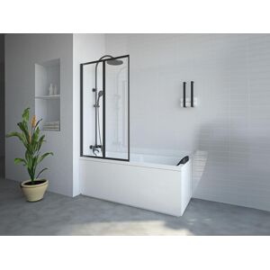 Shower & Design Pare baignoire pliant en métal style atelier - Noir mat - 80 x 140 cm - DISTRICT