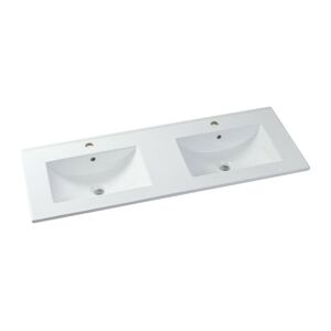 Shower & Design Vasque a encastrer blanche rectangle en ceramique - 122 x 46,5 cm - MOTIAC
