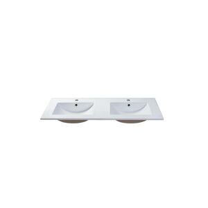 Shower & Design Vasque a encastrer blanche rectangle en ceramique - 122 x 46,5 cm - MOTIAC