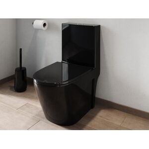 Vente-unique WC à poser noir brillant en céramique - NAGILAM