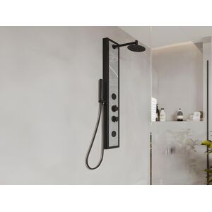 Vente-unique.com Colonne de douche hydromassante noire avec decor pierre - H127 x L48,5 cm - LETIYA