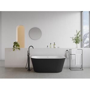 Vente uniquecom Baignoire semi ilot striee 206 L 149 x 75 x 58 cm Noir mat Acrylique ZELINA