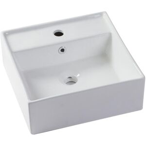 Shower & Design Vasque a poser carree en ceramique blanche - 41 cm - VERINI