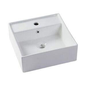 Shower & Design Vasque à poser carrée en céramique blanche - 41 cm - VERINI