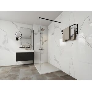 Shower & Design Receveur à poser ou encastrer en résine avec siphon - Blanc - 120 x 90 cm - MIRNOSA