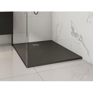 Shower & Design Receveur à poser ou encastrer en résine avec siphon - Noir - 120 x 90 cm - MIRNOSA
