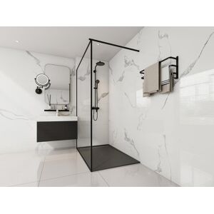 Shower Design Receveur a poser ou encastrer en resine avec siphon Noir 140 x 90 cm LYROSA