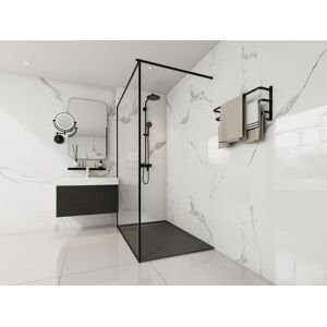 Shower & Design Receveur à poser ou encastrer en résine avec siphon - Noir - 140 x 90 cm - LYROSA