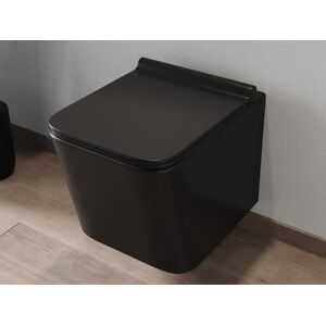 Vente-unique WC suspendu noir mat en céramique sans bride - CLEMONA