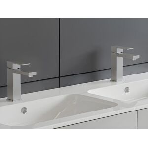 Shower & Design Lot de 2 robinets mitigeurs mécaniques carrés en inox - Coloris nickel brossé - H17,3 cm - CANILAS