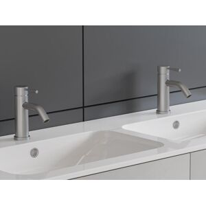 Shower & Design Lot de 2 robinets mitigeurs mecaniques arrondis en inox - Coloris nickel brosse - H17 cm - SALAVAN