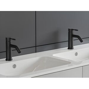 Shower & Design Lot de 2 robinets mitigeurs mécaniques arrondis en inox brossé - Noir mat - H17 cm - SALAVAN