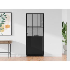 Vente unique Porte coulissante atelier avec systeme a galandage Noir et verre trempe H205 x L63 cm ARTISTO II