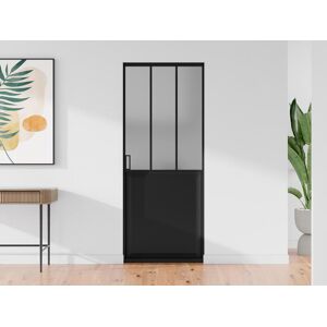 Vente-unique Porte coulissante atelier avec systeme a galandage - Noir et verre trempe depoli - H205 x L83 cm - ARTISTO II