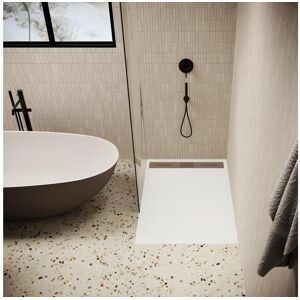 STANO Receveur de douche 80 x 100 cm extra plat LUCIA en SoliCast® surface ardoisee blanc