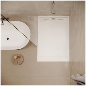 STANO Receveur de douche 90 x 140 cm extra plat SALVI en SoliCast® surface ardoisée blanc