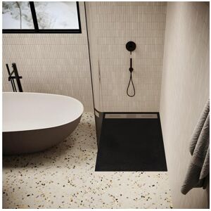 STANO Receveur de douche 90 x 140 cm extra plat LUCIA en SoliCast® surface ardoisée noir