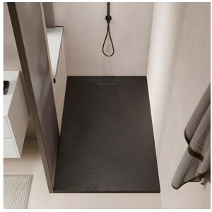 STANO Receveur de douche 80 x 160 cm extra plat PIATTO en SoliCast® surface ardoisée noir