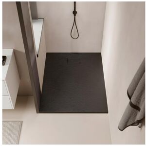 STANO Receveur de douche 90 x 140 cm extra plat PIATTO en SoliCast® surface ardoisee noir