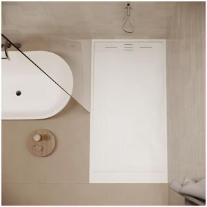 STANO Receveur de douche 80 x 180 cm extra plat SALVI en SoliCast® surface ardoisée blanc