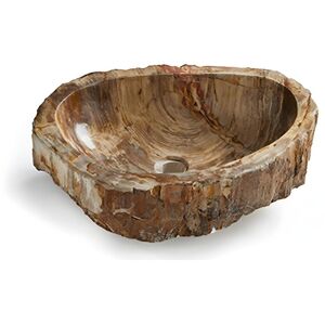 Pegane Vasque à poser / lavabo en pierre naturelle coloris brun - Longueur 45 x Hauteur 15 x Profondeur 40 cm