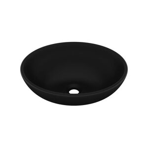 Helloshop26 Lavabo ovale de luxe vasque a poser de toilette lave-mains de salle de bain salle cosmetique maison interieur 40 x 33 cm ceramique noir mat 02_0002673