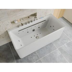 Shower & Design Baignoire balnéo semi-ilot blanche - 1 place - 470 L - 170 x 75 cm - KIRANA