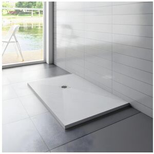 Receveur de douche 120x90cm avec une grille en ABS, bac à douche rectangulaire, Extra-plat, blanc, anti-dérapant