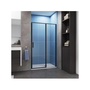 Porte de douche pivotante 120x185cm profilé noir mat Installation en niche, verre securit anticalcaire